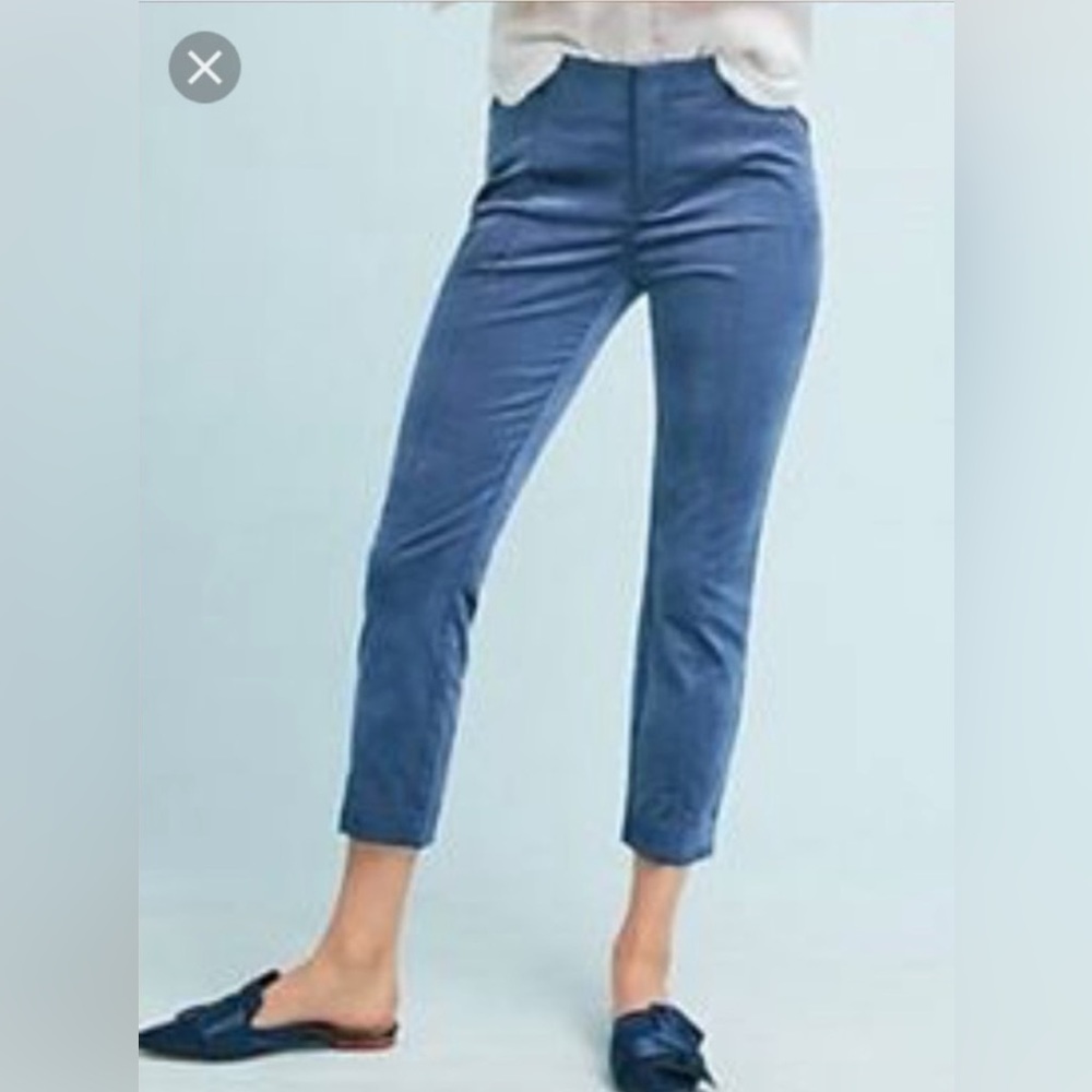 ANTHROPOLOGIE The Essential Velveteen Corduroy Crop Trousers Slim Pants size 8